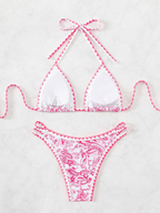 Bikini Paisley – Top Triangular Halter con Estampado Floral