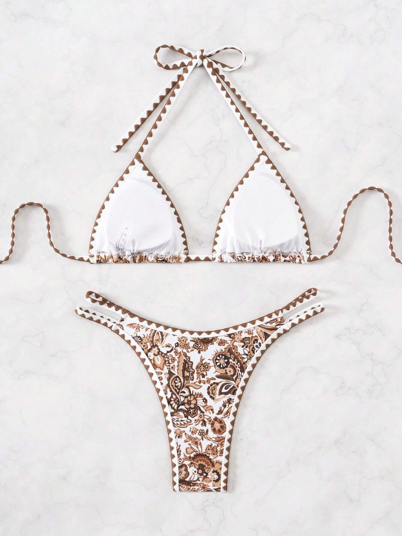 Bikini Paisley – Top Triangular Halter con Estampado Floral
