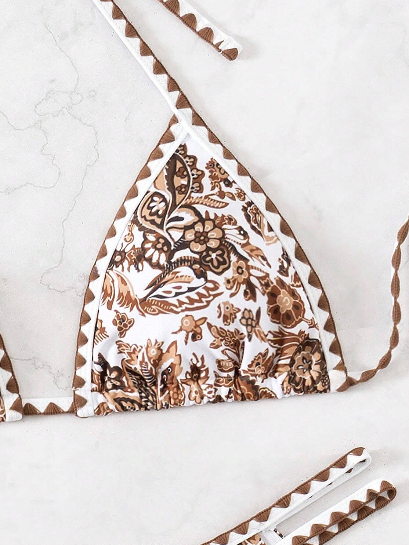 Bikini Paisley – Top Triangular Halter con Estampado Floral