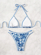Bikini Paisley – Top Triangular Halter con Estampado Floral