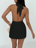 Vestido Cannes Drapeado – Halter Mini con Espalda Descubierta