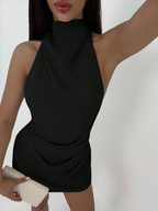 Vestido Cannes Drapeado – Halter Mini con Espalda Descubierta