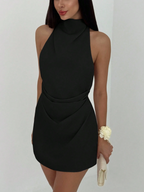 Vestido Cannes Drapeado – Halter Mini con Espalda Descubierta