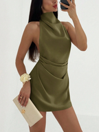 Vestido Cannes Drapeado – Halter Mini con Espalda Descubierta
