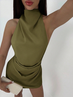 Vestido Cannes Drapeado – Halter Mini con Espalda Descubierta