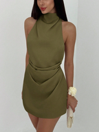 Vestido Cannes Drapeado – Halter Mini con Espalda Descubierta