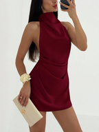 Vestido Cannes Drapeado – Halter Mini con Espalda Descubierta