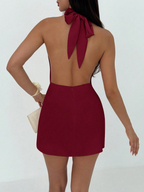 Vestido Cannes Drapeado – Halter Mini con Espalda Descubierta