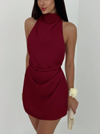 Vestido Cannes Drapeado – Halter Mini con Espalda Descubierta