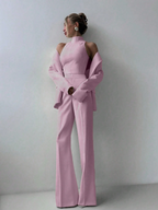 Set Lumière – Blazer, Top Cuello Alto y Pantalón Pierna Ancha