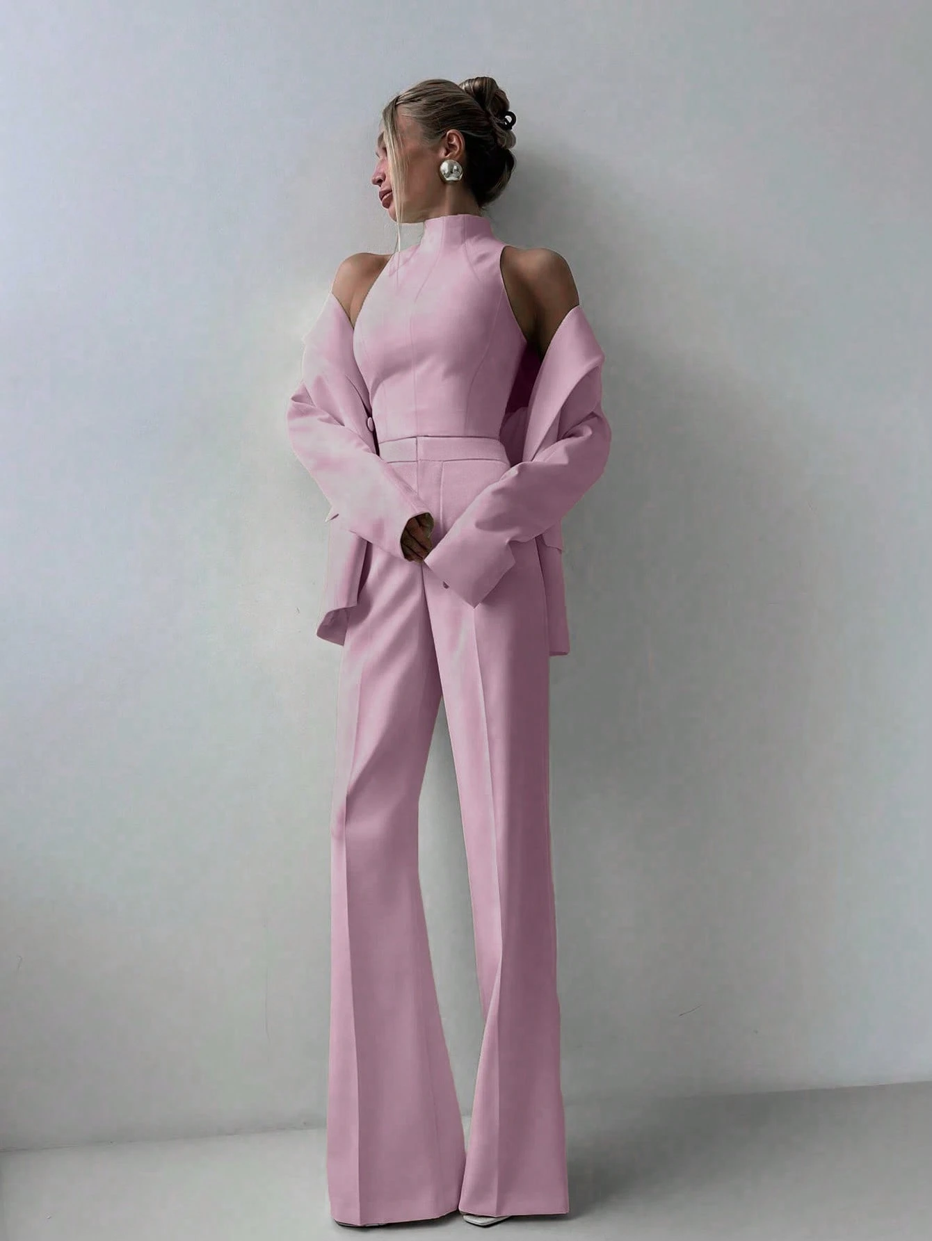 Set Lumière – Blazer, Top Cuello Alto y Pantalón Pierna Ancha