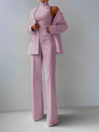 Set Lumière – Blazer, Top Cuello Alto y Pantalón Pierna Ancha
