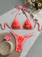 Bikini Paisley – Top Triangular Halter con Estampado Floral