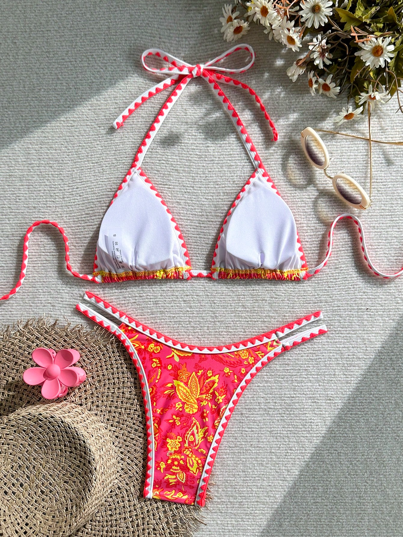 Bikini Paisley – Top Triangular Halter con Estampado Floral