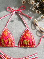 Bikini Paisley – Top Triangular Halter con Estampado Floral