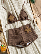 Bikini Estrella – Top Triangular con Short y Parche Dorado