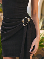 Vestido Sevilla Hebilla – Mock Neck Mini Drapeado
