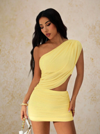 Vestido Mykonos Cutout – One Shoulder Mini Fruncido