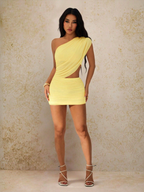Vestido Mykonos Cutout – One Shoulder Mini Fruncido