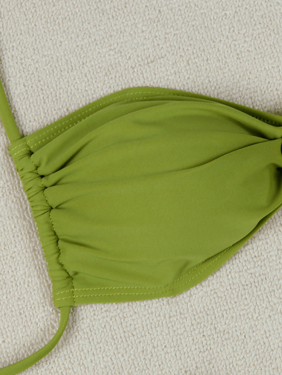 Bikini Concha – Top Strapless con Broche Dorado y Lazos - MARYLUS