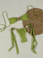 Bikini Concha – Top Strapless con Broche Dorado y Lazos - MARYLUS