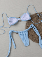 Bikini Concha – Top Strapless con Broche Dorado y Lazos - MARYLUS