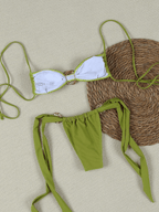 Bikini Concha – Top Strapless con Broche Dorado y Lazos - MARYLUS