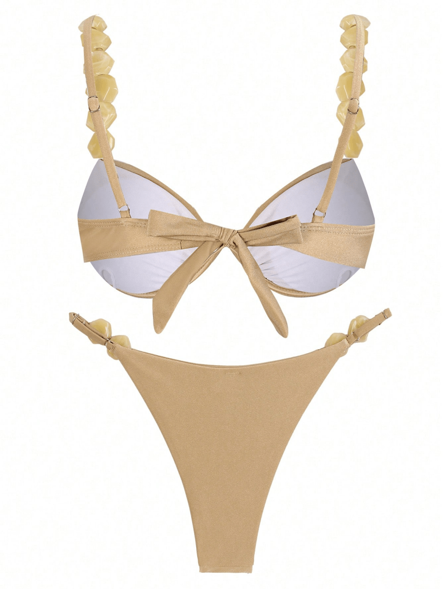 Bikini Ébano – Push Up con Cuentas Geométricas - MARYLUS