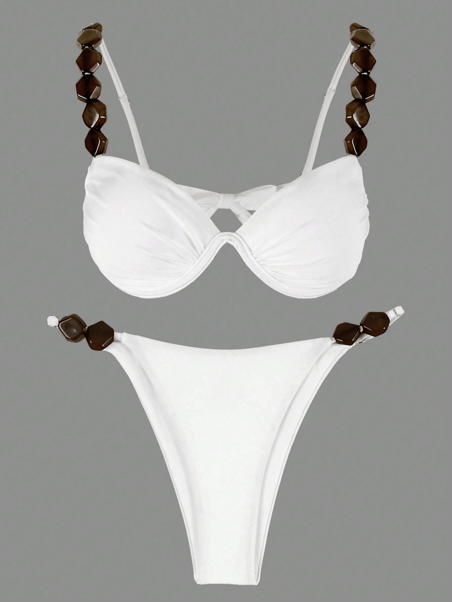 Bikini Ébano – Push Up con Cuentas Geométricas - MARYLUS