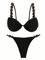 Bikini Ébano – Push Up con Cuentas Geométricas - MARYLUS