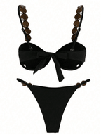 Bikini Ébano – Push Up con Cuentas Geométricas - MARYLUS
