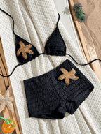 Bikini Estrella – Top Triangular con Short y Parche Dorado - MARYLUS