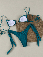 Bikini Marina – Top Triangular con Broche Estrella y Lazos Dorados - MARYLUS