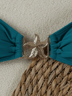 Bikini Marina – Top Triangular con Broche Estrella y Lazos Dorados - MARYLUS