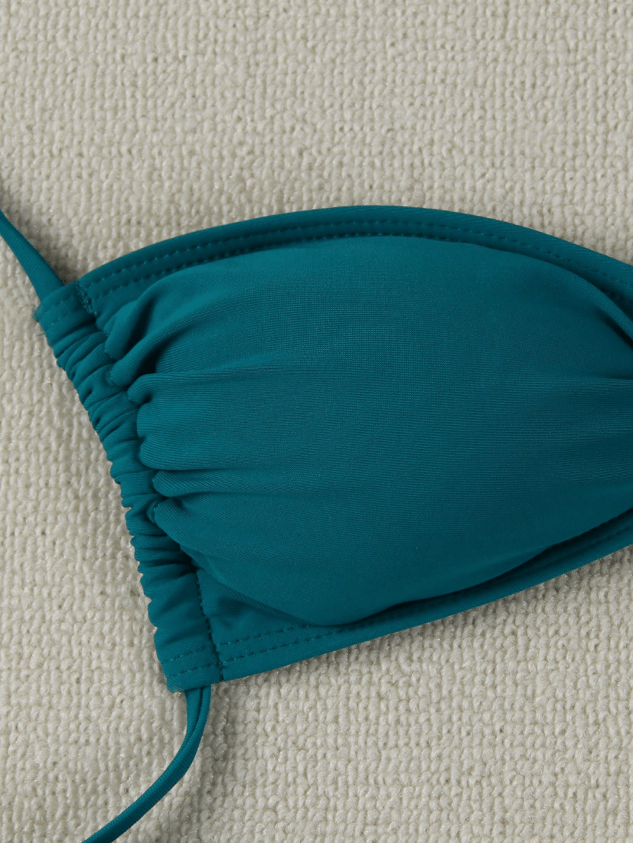 Bikini Marina – Top Triangular con Broche Estrella y Lazos Dorados - MARYLUS