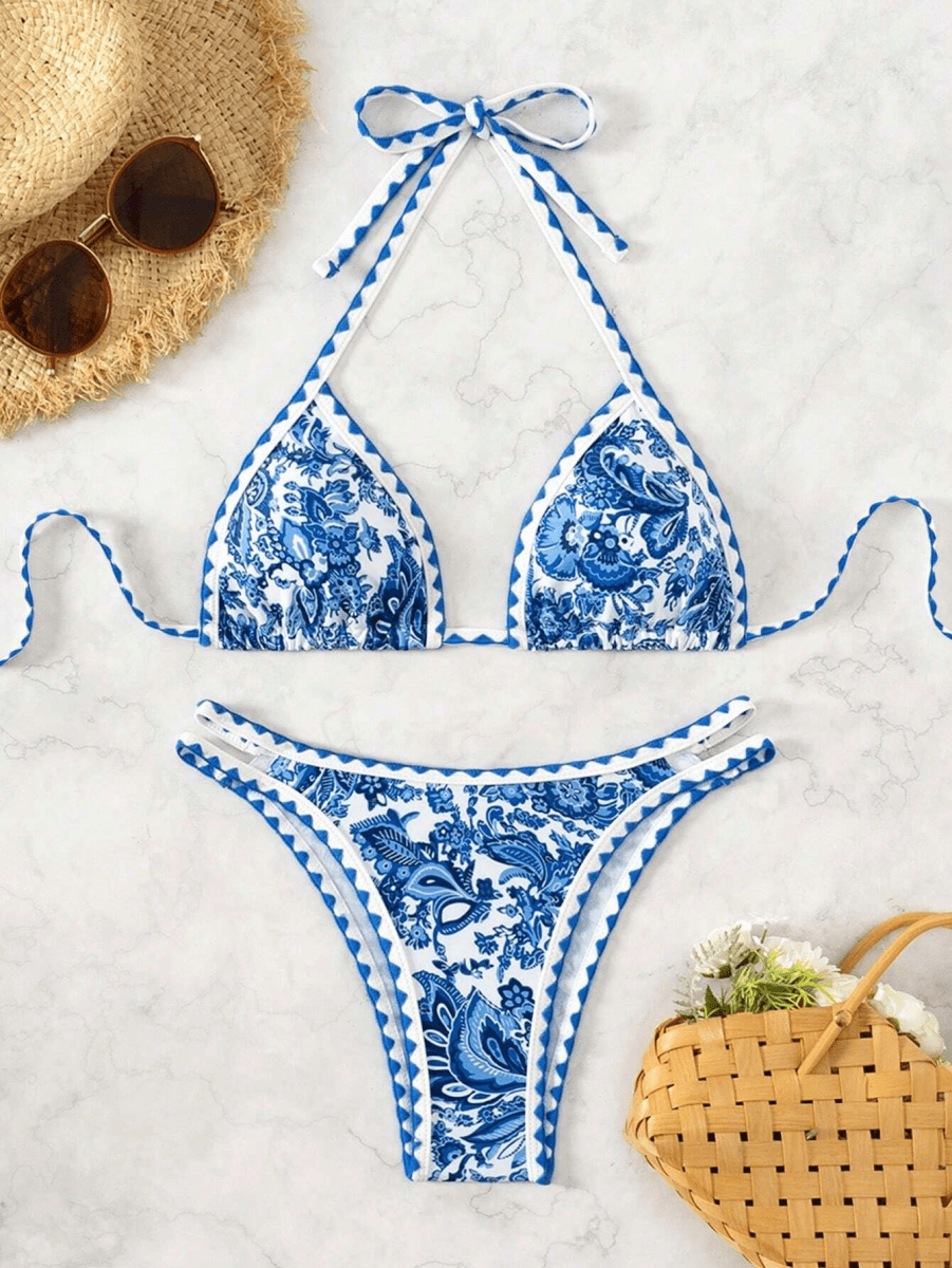 Bikini Paisley – Top Triangular Halter con Estampado Floral - MARYLUS