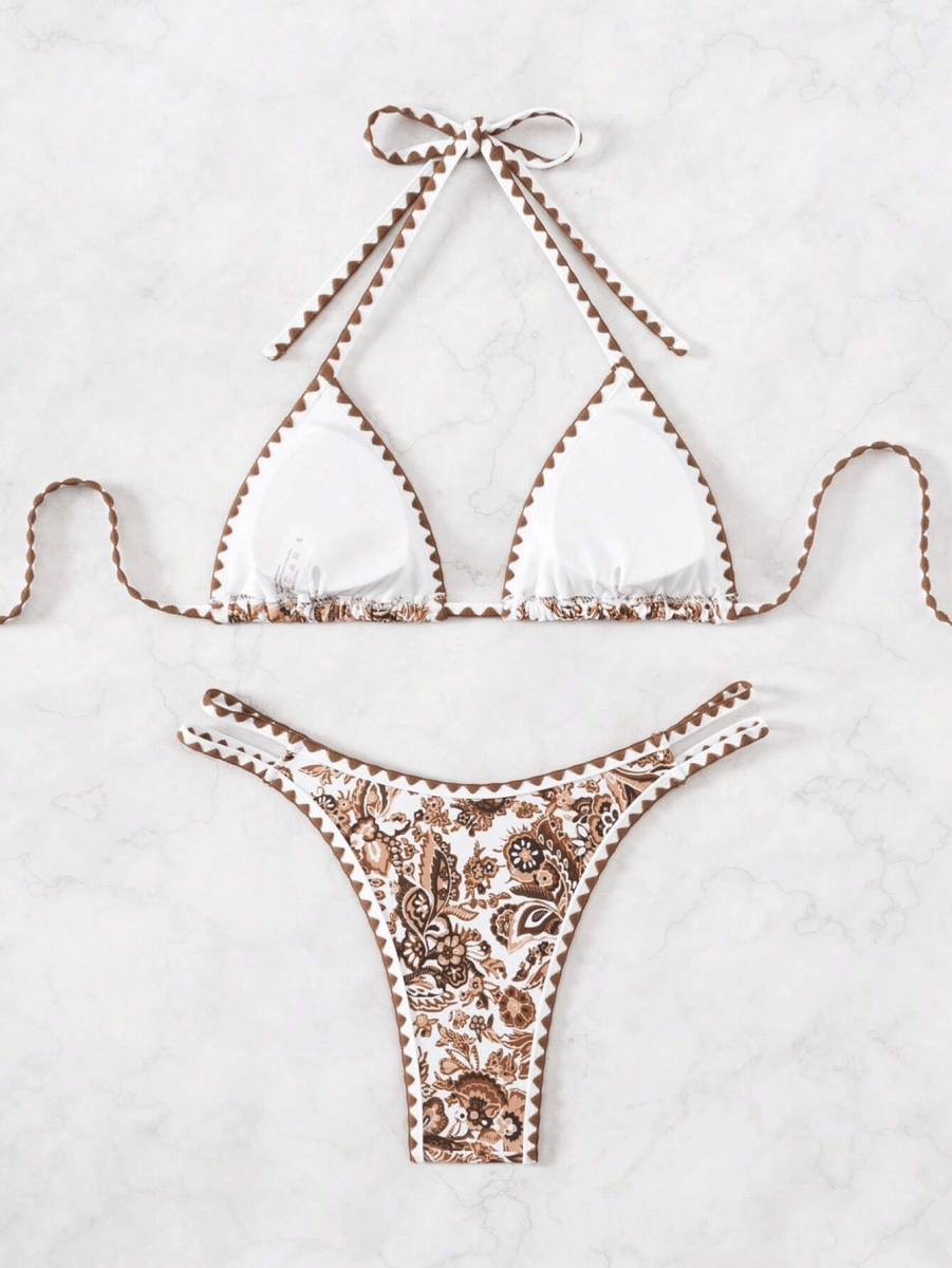 Bikini Paisley – Top Triangular Halter con Estampado Floral - MARYLUS