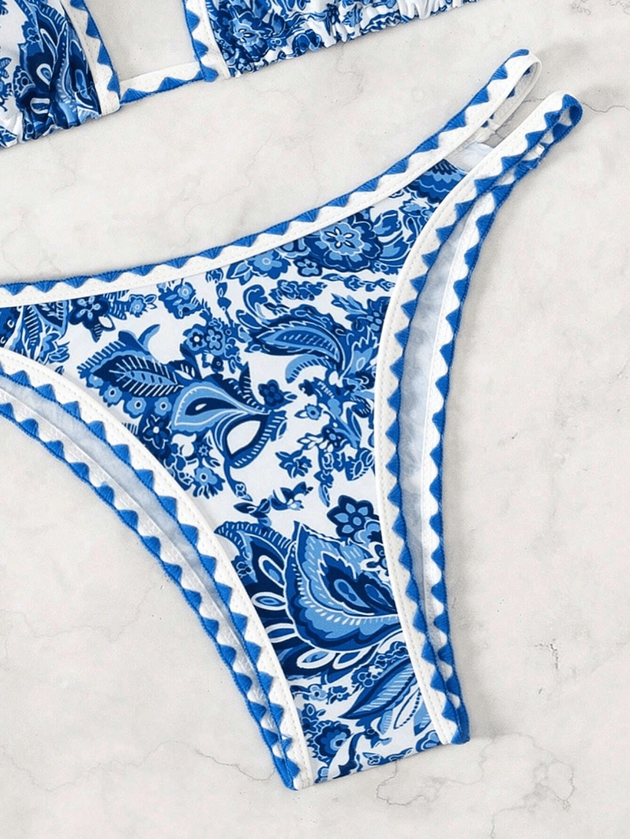 Bikini Paisley – Top Triangular Halter con Estampado Floral - MARYLUS