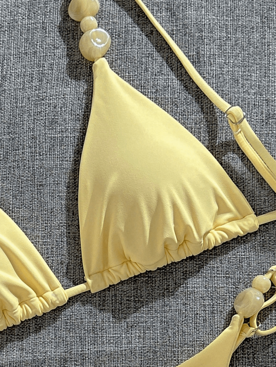 Bikini Perla – Top Triangular con Cuentas Decorativas - MARYLUS