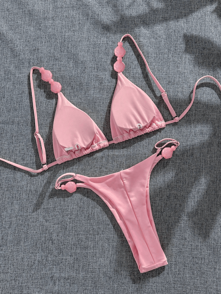 Bikini Perla – Top Triangular con Cuentas Decorativas - MARYLUS