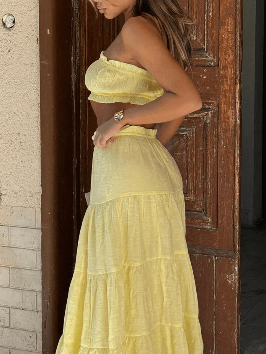 Conjunto Bohème – Top Bandeau y Falda Maxi - MARYLUS