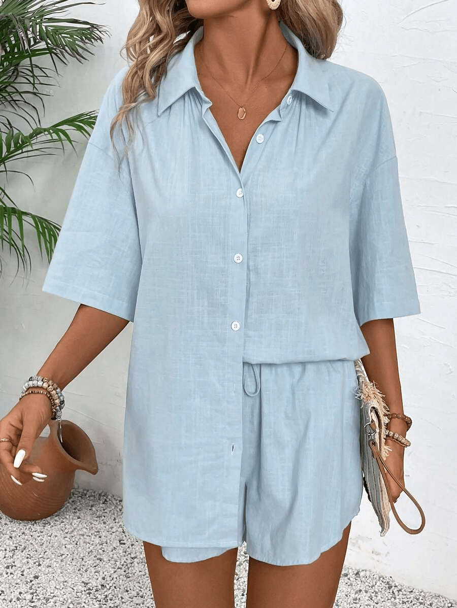 Conjunto Capri Blusa Manga Corta y Short Verano - MARYLUS
