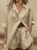 Conjunto Capri Blusa Manga Corta y Short Verano - MARYLUS
