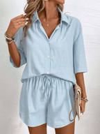 Conjunto Capri Blusa Manga Corta y Short Verano - MARYLUS