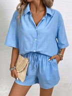 Conjunto Capri Blusa Manga Corta y Short Verano - MARYLUS