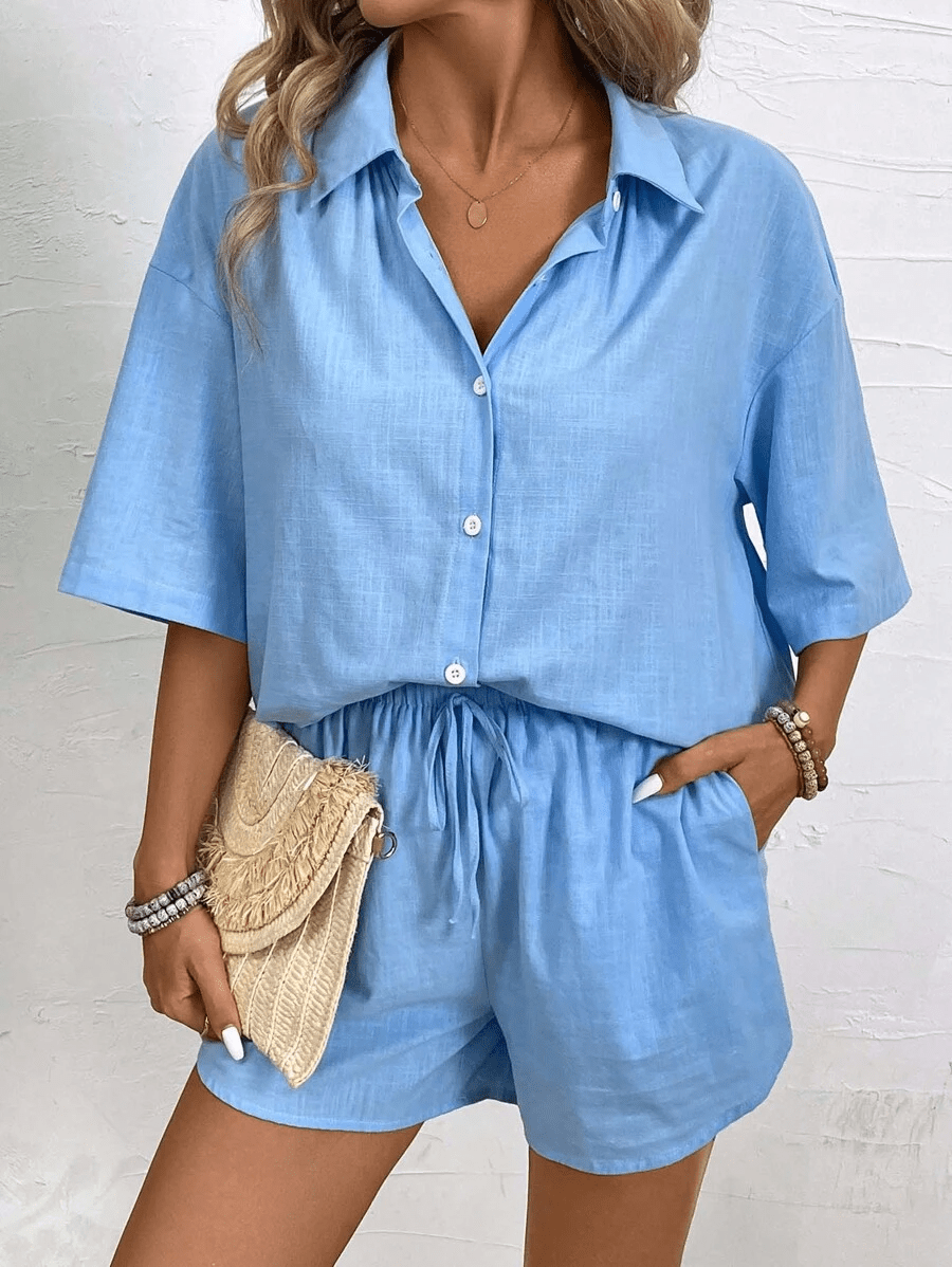 Conjunto Capri Blusa Manga Corta y Short Verano - MARYLUS