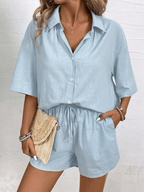 Conjunto Capri Blusa Manga Corta y Short Verano - MARYLUS