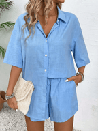 Conjunto Capri Blusa Manga Corta y Short Verano - MARYLUS