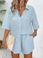 Conjunto Capri Blusa Manga Corta y Short Verano - MARYLUS