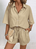 Conjunto Capri Blusa Manga Corta y Short Verano - MARYLUS